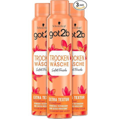 got2b Dry Shampoo Dry Laundry Extra Texture (3 x 200 ml), Dry Shampoo with Instant Fresh Effect, Dry Shampoo without Residue with Flower Dream Fragrance