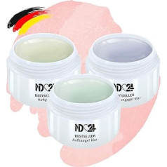 3 x 5 ml Gel Value Pack Set, Bonding Gel + Building Gel + Finish Sealing Gel, Made in Germany, Nail Gel, Low in acid, Self-levelling. clear