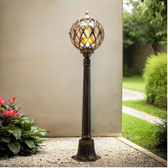 Kairo Path Light Metal Artificial Glass in Antique Copper IP43 Path Garden 115 cm High E27 Nostalgic Rustic Outdoor Floor Lamp Entrance