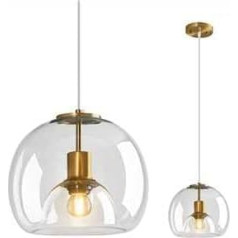 ZYBWL Globe Clear Glass Pendant Lights Kitchen Island Gold Pendant Light Modern Pendant Lamp 1-Bulb E27 Retro Pendant Light for Bedroom Kitchen Island Dining Room