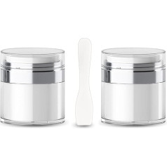 Empty Airless Cosmetic Containers with Cosmetic Spatula, Refillable Container for Creams, Gels and Lotions, Travel Containers for Toiletries, 2 Packs