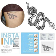 Tattoo Tech, Long Lasting Temporary Tattoos, Last 1-2 Wochen, wasserfest, halbpermanentes Tattoo, Realistischer Look, nicht klebend, keine Reflektion (Snake)
