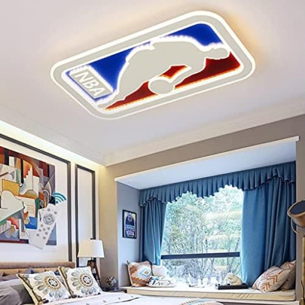LED Ceiling Light Wall Light Children's Basketball Ceiling Lamp Dimmable with Remote Control Chandelier Acrylic Lampshade Children's Room Bedroom Living Room Ceiling Lights Lighting, Square