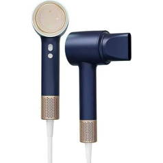 2025 Professional Ion Hair Dryer with 3 Settings, 1600W, AI Technology and 200 Million Negative Ions for Home, Travel, Gym (Blue)