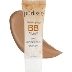 Purlisse BB Tinted Moisturiser SPF 30 - BB Cream for All Skin Types - Smooths Skin Texture, Evens Skin Tone - 40ml (Light Brown)