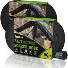 Flat Drip Hose 100ft for Garden Beds (50ft 2 Pack) Drip Hose for Foundation Watering, Drip Irrigation Hoses 100ft for Soaking, Double Layer Lightweight