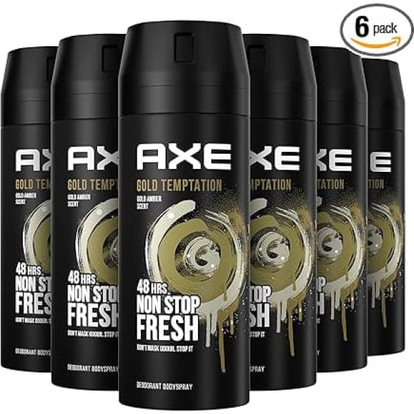 Axe Bodyspray Gold Temptation Deodorant for Men 150ml (Pack of 6)
