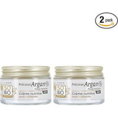 Lea Nature SO Bio Étic | Night Nutrient Cream - Valuable Argan for Mature Skin | Nourishes & Tightens | Vegetable Collagen | 99% Natural Origin | Made in France | 2 x 50 ml