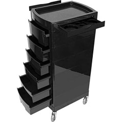 Hairdressing Trolley 6 Levels with 4 Wheels and Tool Tray Salon Trolley with 2 Locks Door Hairdresser Work Trolley Work Box Black