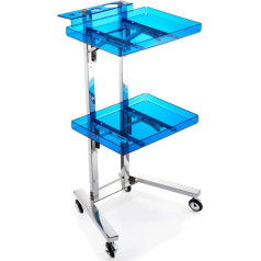 Hairdressing Trolley Tray Gold Aluminium Work Trolley with Accessories Hair Dryer Standing Trolley Salons Shops with Metal Ring Roll Container Height Adjustable Beauty