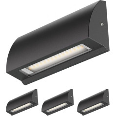 ledscom.de SEGIN LED Wall Light / Stair Light for Outdoor Use, IP54, Flat, Downlight, Matte Black, Square, 3.8 W, 265 lm, Warm White, Pack of 4