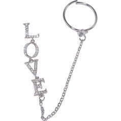 Zircon Love Nail Charms and Chain Elegant Nail Art Decoration for Manicure Suitable for Natural and Artificial Nails Silver