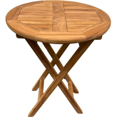 BrackenStyle Alma 60cm Round Teak Cross Legs Dining Table Outdoor Patio Garden Table