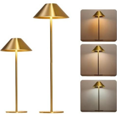 Goldene schnurlose Lampe, wiederaufladbarer Akku, Tischlampen, Metall-Lampenschirm mit flexibler Höhe, 3 Farben, dimmbar, Nachttischlampe, tragbare kabellose Lampe zum Lesen/Heimdekoration