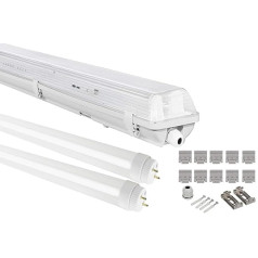 1x G13 LED Wet Room Light IP65, 2x T8 LED, 36 W 4860LM 120 cm, IP65 LED Wet Room Light, LED Tub Light, LED Fluorescent Lamp, Neutral White 4000K, 1x NW