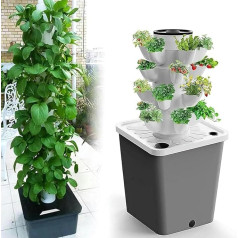 1 x Hydroponic Grow Garden Hydroponic Tower with 15/20/25/30 Containers Aeroponics Growing Kit Planting System Fruit and Vegetables 30 Holes