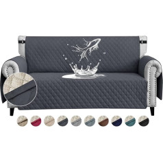 Waterproof Sofa Cover 2 Seater Thick Sofa Protector Waterproof Reversible Quilted Sofa Cover with Side Pockets Sofa Throw Non-Slip Scratch-Resistant for Pets Dogs Cats Dark Grey