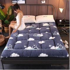TGBY Plush Print Mattress Floor Non-Slip Foldable Futon Tatami Mat Winter Keep Warm Portable Sleeping Pad Breathable for Bedroom Living Room etcC-90 x 200 cm (35 x 79 inches)