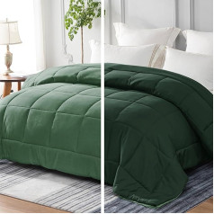 Whale Flotilla Duvet 155 x 220 cm, 300 GSM Microfibre, Breathable Ultra Soft All-Season Duvet Quilt for 4 Seasons, Dark Green, Grey Green