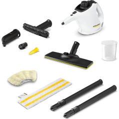 Kärcher SC 1 EasyFix Steam Cleaner, Steam Pressure: 3 Bar, Heating Time: 3 Minutes, Power: 1,200 W, Surface Power: 20 m², Tank: 200 ml, with EasyFix Floor Cleaning Kit, Nozzles and Microfibre Cover,