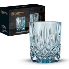 Nachtmann Whisky Glasses, Set of 2, 295 ml, Aqua Blue, Noblesse, 104239, Crystal Tumbler, Whisky Glasses, Dishwasher Safe