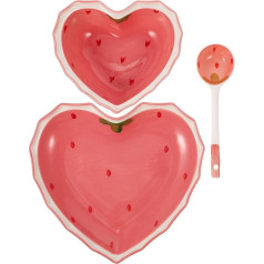 Housoutil Soup Bowl Dessert Plate Ceramic Heart Shape Salad Bowl Strawberry Appetizer Plate Dinner Plate Snack Serving Plate with Jewellery Bowl Tray for Microwave Serving Bowls