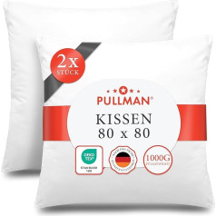 Pullman Pillow 80 x 80 cm, Set of 2 Hotel Quality Microfibre Pillows for Neck Pain, Comfortable Allergy Sufferers, Sleeping Pillow with 1000 g Filling, Oeko-Tex Certified Bed Pillow (80 x 80 cm)