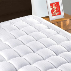 140 x 190 cm Microfibre Quilted Mattress Topper 300 GSM on Thick Mattress for Comfort Fluffy Good Support Breathable Non-Slip