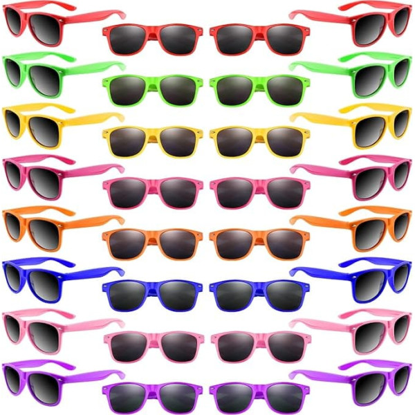 Morcheiong Pack of 8/16/32/48 Children's Sunglasses, Neon Sunglasses, Party Accessories, Gift Bag Filler, Funny Gift for Beach, Pool, Birthday Party