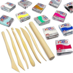 FIMO Effect Modelling Clay Professional Set -12 x 57g + 7 Pro Moulding Instruments