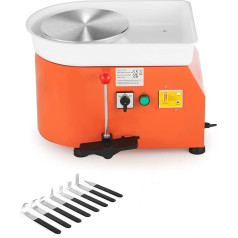 CREWORKS Pottery Wheel Electric Pottery Wheel Hand or Foot Drive 350 W Ceramic Mould Tool 0-300 rpm Ceramic Clay Machine 8-Piece Ceramic Kit Clay Spinning Wheel 25 cm Pottery Wheel