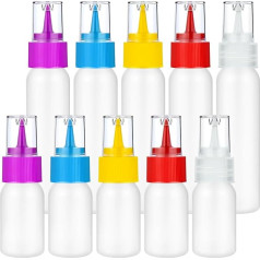 Pack of 10 Squeeze Bottles 30ml/60ml Plastic Icing Bottles Small Easy Squeeze Bottle 1 and 2oz for Cakes, Cookies, Food Colouring, Food DIY & Ice Cream Decoration