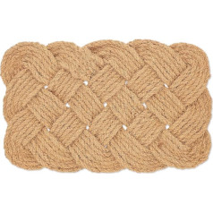 Relaxdays Coconut Knot Pattern Doormat 75 x 45 cm Handmade Reversible Door Mat Natural