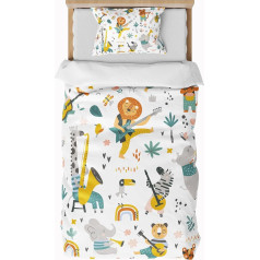 ZTYROLJ Lion Bed Linen 135 x 200 cm Boys, Duvet Cover with Zip, Microfibre Bed Linen for 1 Person, Children's Bedding with Pillowcase 80 x 80 cm