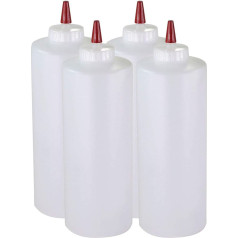 Plastic Squeeze Condiment Bottles with Red Tip Cap 32-ounce Set of 6 Pinnacle Mercantile