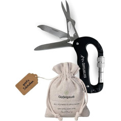 Gipfelgaudi Multitool Carabiner I Summit Helper - Ideal for Hiking, Picnic & More I Plastic-free Carabiner to Go Made of Stainless Steel (Black)