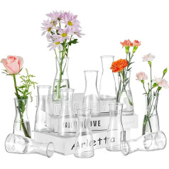 Hewory Small Vases for Table Decoration: Set of 6 Glass Vases Small Table Decoration for Wedding Decoration - Modern Flower Vase Glass Small Glass Vases Decorative Vase Set Flower Vase Narrow for