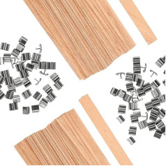 100 Sets Wooden Candle Wicks with Iron Stand Smokeless Wick Natural Environmentally Friendly Wick for Candle Making Crafts & DIY Handmade Candle 13 x 130 mm (100 Sets)
