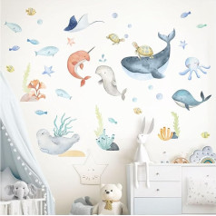 DK1065-5 Wall Sticker Sea Animals Whale Children's Room Wall Sticker Ocean Underwater World Dolphin Baby Room Wall Decoration