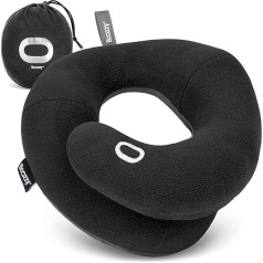 BCOZZY Neck Pillow For Travel, Provides Double Support for Head, Neck and Chin in Any Sleeping Position on Flights, in the Car and at Home, Comfortable Travel Pillow, Size Large, Black Ink