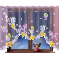HomeDekorator® Curtain with Ruffle Tape, Children's Room, Boys, Girls, White, 300 cm, Extra Wide, Jungle Motif, Net Curtain, Short Curtain, Transparent Short Transparent Universal Tape