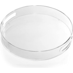 Kurtzy Transparent Round Plastic Serving Tray with Handles - 30 cm Diameter - Extra Large, Leak-Proof Acrylic Tray - Decorative Breakfast in Bed Tray for Food and Drinks