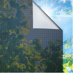 dktie Window Film, Mirror Film, Anti-UV Privacy Film, Heat Protection, Window Sticker, Sun Protection Film, Tint Film, Window Residue-Free Static Adhesive (Grid & Black Silver, 90 x 200 cm)