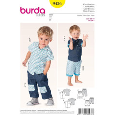 Burda Toddlers Easy Sewing Pattern 9436 - Shirt, Shorts & Trouser Pants Ages: 6M-3 Years