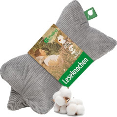 Herbalind Reading Bone Bolster 40 x 18 cm Cord Design - 100% Cotton Corduroy Fabric Robust and Washable - Ergonomic Neck Pillow as Reading Pillow for Relaxing Reading - for Tablet - Grey