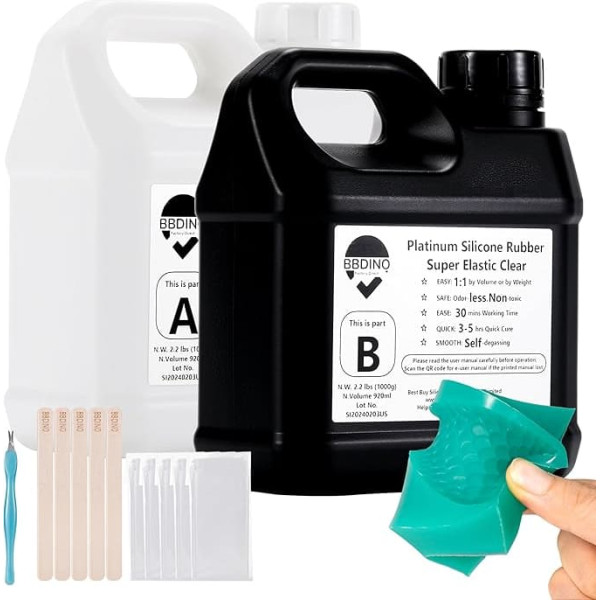 BBDINO Silicone Mould Making Kit, Super Elastic Liquid Silicone for Mould Making, Translucent Silicone Rubber Mould Making Kit, 1:1 by Volume, Ideal for Casting Resin Moulds, Silicone Moulds 2.0