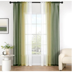 MIULEE Curtains Olive Green Transparent Living Room Modern Curtain Two-Tone Sliding Curtains Bedroom Set of 2 140 x 280 cm