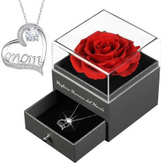 Mother's Day Migliore Mamma del Mondo Eternal Rose Mum Gift, Handmade Eternal Real Roses with Splitter Necklace Mother Gifts, Birthday Anniversary Gifts for Women Mum Grandma