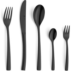 Paul Wirths Swing Cutlery Set, 30 Pieces, for 6 People, Black, High-Quality PVD Finish, Timeless Modern Cutlery Set, 18/10 Stainless Steel, Dishwasher Safe, Black Cutlery Set for 6 People