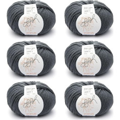 ggh Sportlife Box | 300 g Set (6 x 50 g) | 100% Soft Natural Fibre Virgin Wool in Many Colours | Colour 002 - Flannel Grey